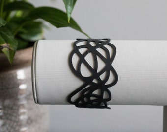 Unusual Abstract Cuff Scribbles / Squiggles Bracelet : Soft Silicone, Vegan and Hypo-Allergenic