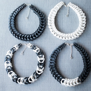 Black And White Oversized Chunky Chain Soft Silicone Statement Necklaces, Large Chain Choker