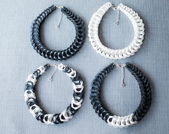 Black And White Oversized Chunky Chain Soft Silicone Statement Necklaces, Large Chain Choker