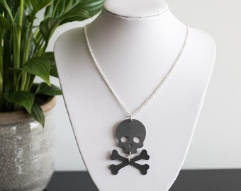 Skull And Crossbones Emo/Punk Pirate Silicone Necklace : Vegan and Hypo-Allergenic