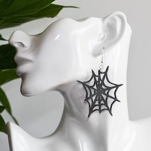 Delicate Silicone Spider Web / Cobweb Spooky Halloween Earrings : Vegan and Hypo-Allergenic