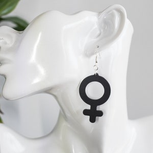 White or Black Feminist Venus Symbol Soft Silicone Statement Earrings : Lightweight, Vegan and Hypo-Allergenic