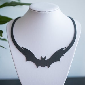 Minimalist Gothic Bat Spooky Black Halloween Necklace: Soft Silicone, Vegan And Hypo-Allergenic