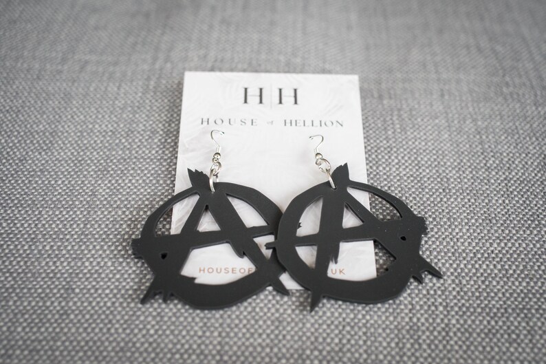 Black Anarchy Symbol Soft Silicone Statement Earrings : Lightweight ...