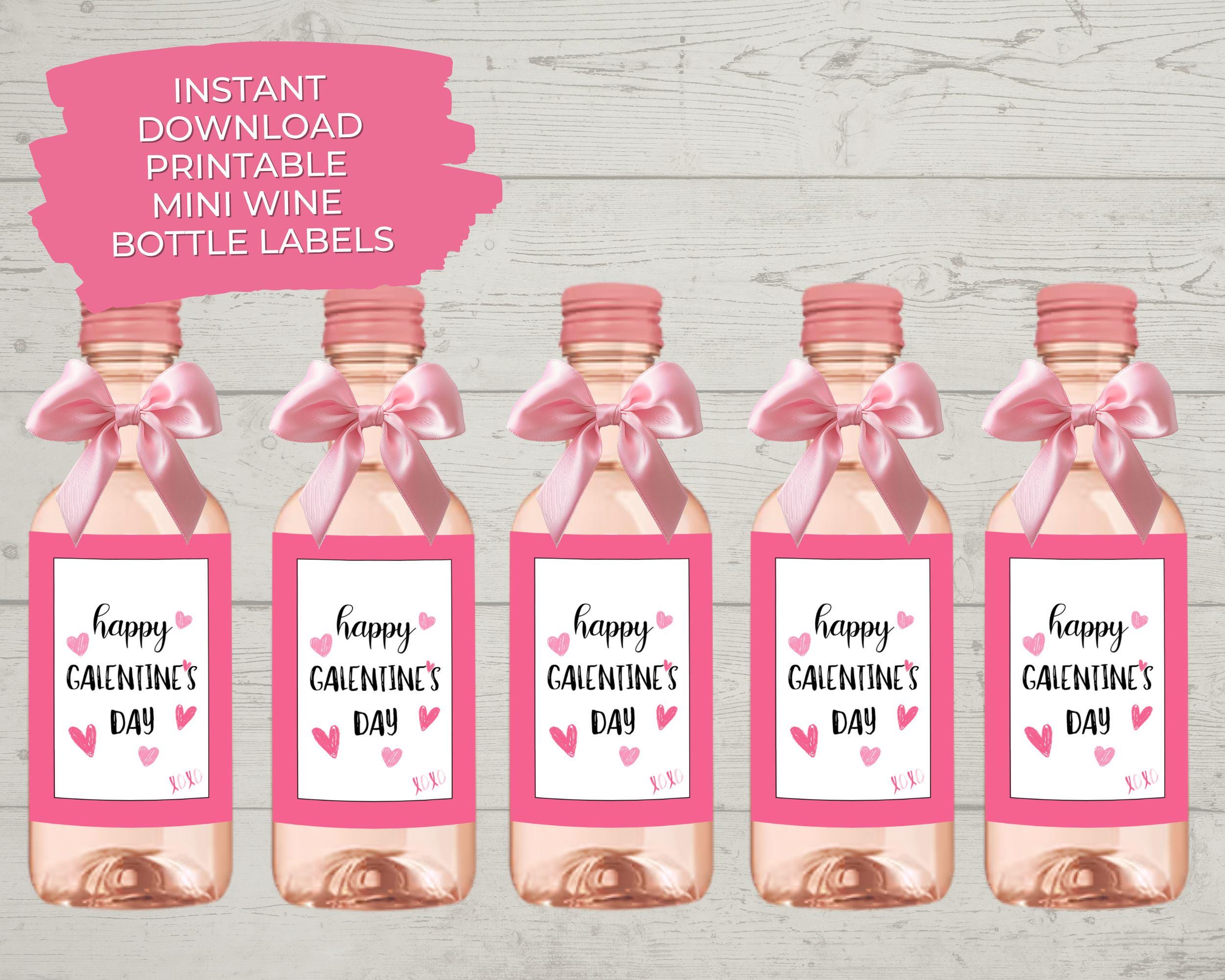 23 Valentine's Day Printable Bottle Labels for Festive Fun 4 Printable Galentine's Day Mini Wine Bottle Labels, Instant Digital…