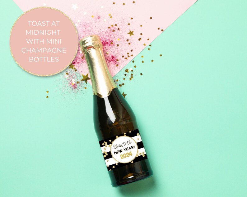 NYE Glam Printable Mini Champagne or Wine Bottle Labels - Etsy