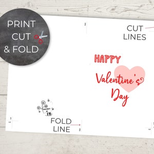 Instant Download, Printable Valentine's Day Card, 5x7 Folded Card ...