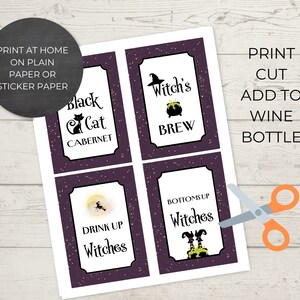 Halloween Printable Wine Bottle Labels, Instant Download, Set of 4 ...