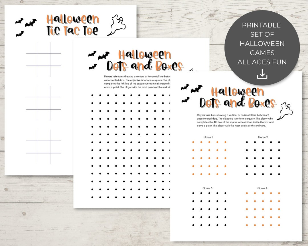 Instant Download, Printable Halloween Kids Activity, Tic Tac Toe, Dots ...