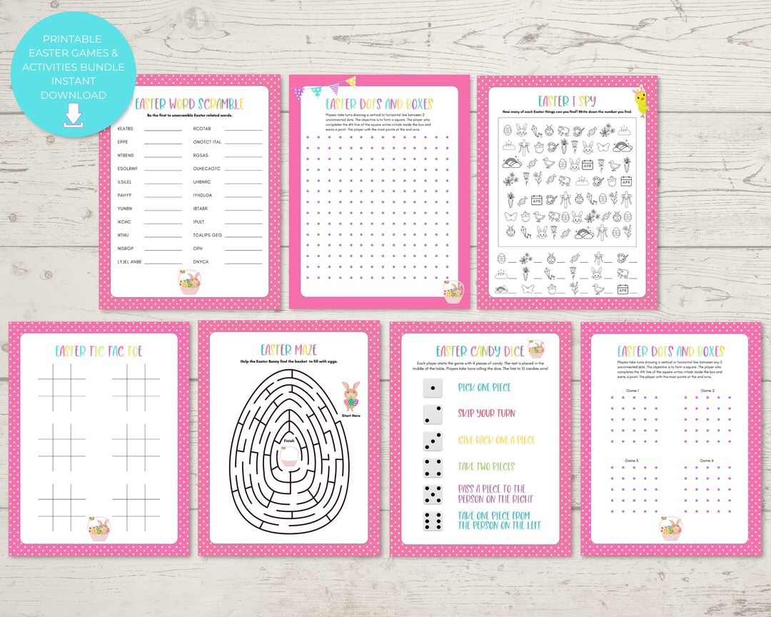 Instant Download, Printable Easter Kids Activity Bundle, 7 Easter Games ...