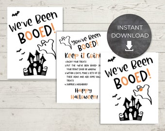 Instant Download, Printable Halloween We've Been Booed, You've Been Booed, Mask We've Been Booed Sign and Directions