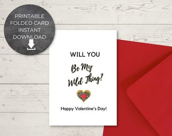 Instant Download Printable Valentine's Day Card 5x7 | Etsy