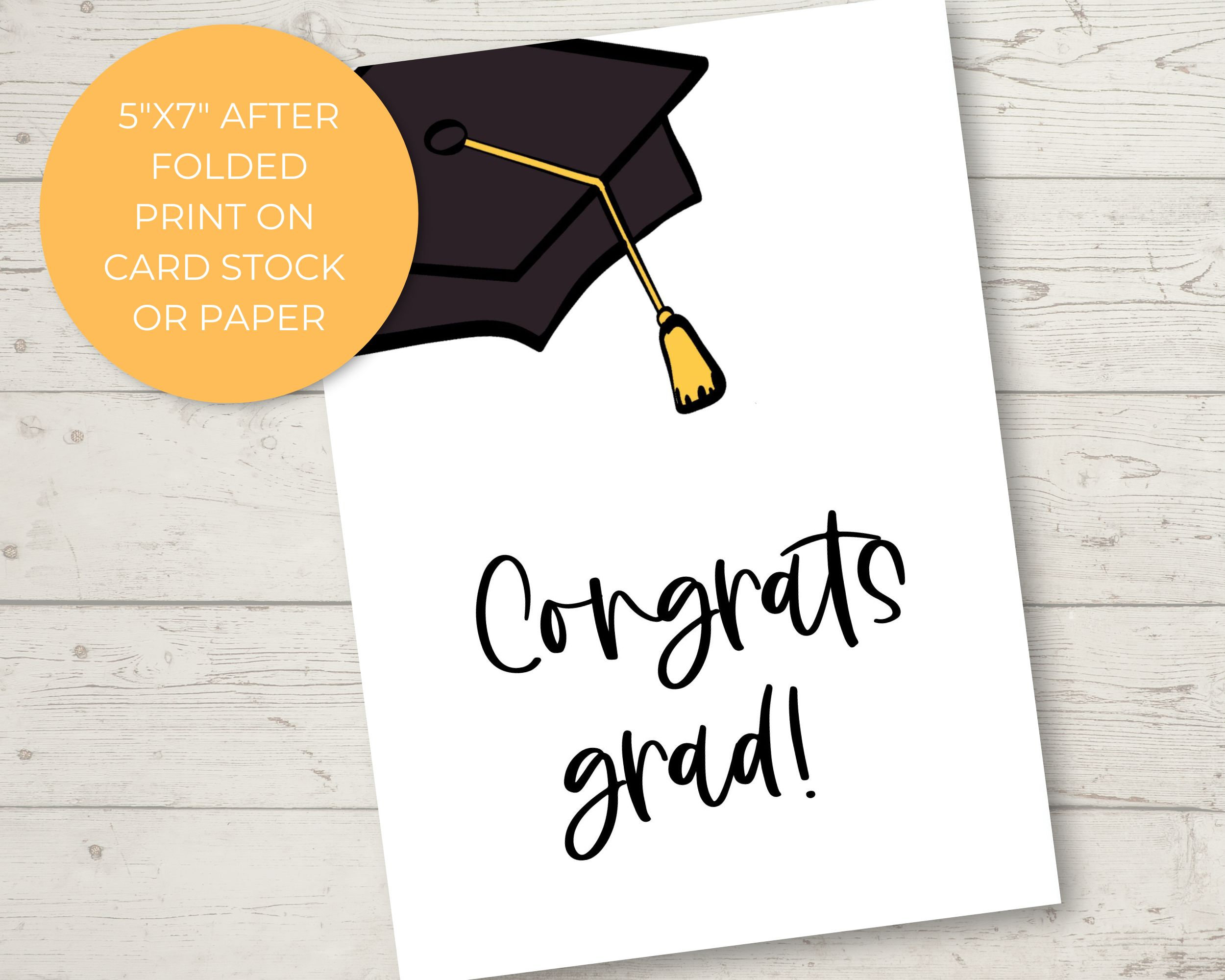 Instant Download, Digital, Printable Graduation Card, 5x7 Folded Card ...