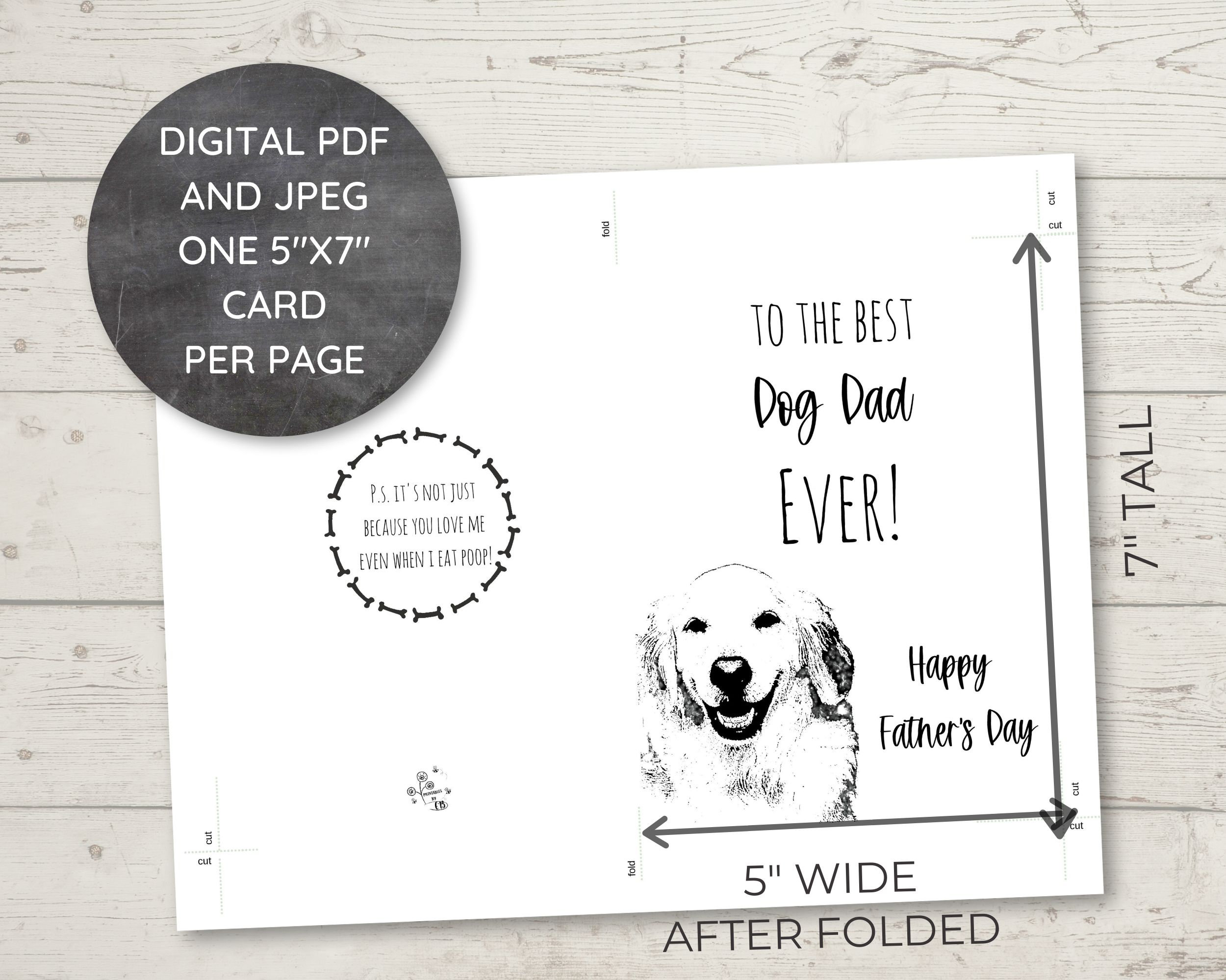 Printable Father's Day Card From Dog, Best Dog Dad Ever Printable Card ...