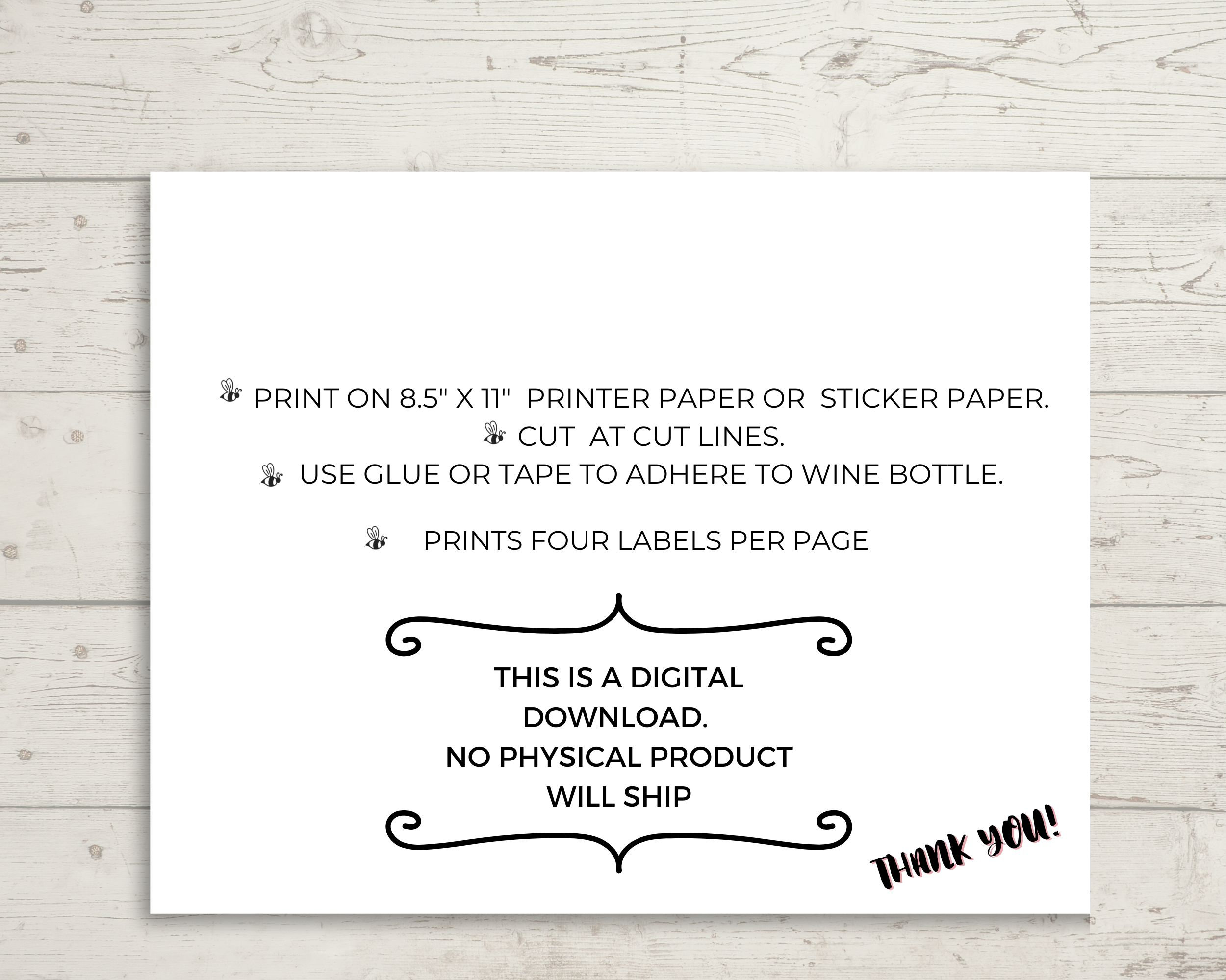 50th Birthday Printable Wine Bottle Labels, Instant Download, Set of 8 ...