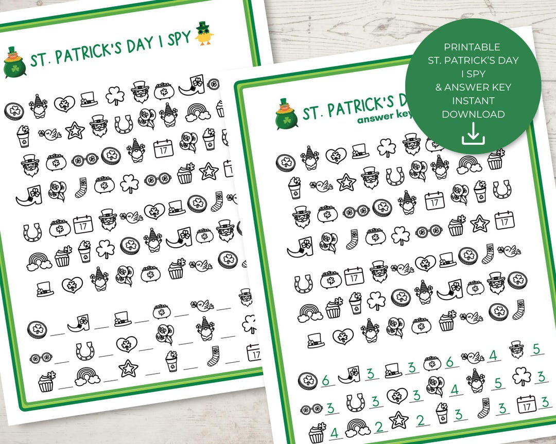 St. Patrick's Day Kid's Activity, St. Patrick's Day Game, I Spy, Seek ...
