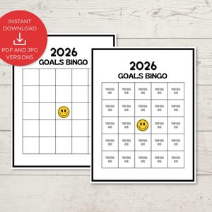 Printable, Editable 2026 Goals BINGO Template, Vision Board, New Year's Resolution Tracker, Fillable PDF, Customize in Canva
