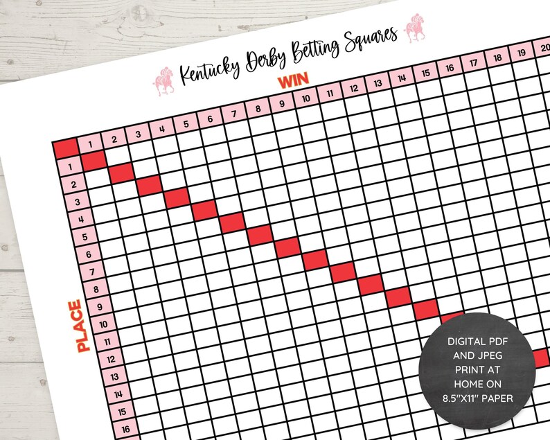 Instant Download, Printable Kentucky Derby Betting Squares Grid, Derby ...