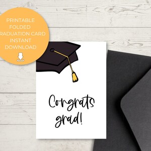 Instant Download, Digital, Printable Graduation Card, 5x7 Folded Card, Blank Inside, Congrats Grad
