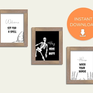 Set of 3 instant download Halloween bathroom signs for easy DIY decor