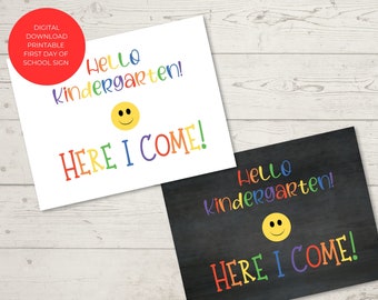 Instant Download, Digital, First Day of School Printable Photo Sign, Hello Kindergarten Sign, Back to School Photo Prop