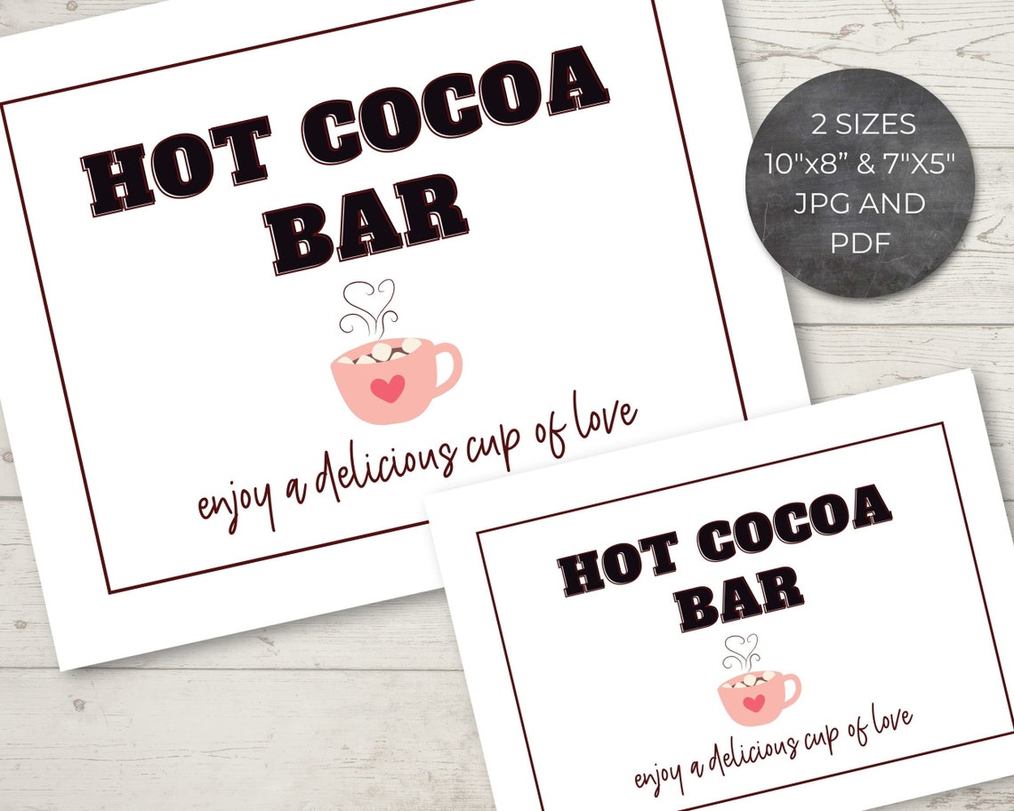 Printable Hot Cocoa Bar Sign, 10x8, 7x5 Sizes, Instant Download ...