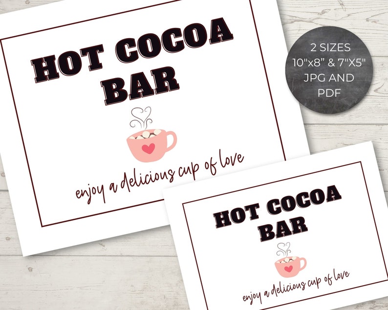 Printable Hot Cocoa Bar Sign, 10x8, 7x5 Sizes, Instant Download ...