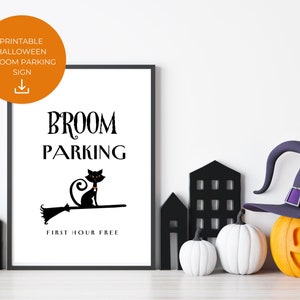 Instant Download Printable Halloween Broom Parking Sign, Digital, 4 Sizes-16&quot;x20&quot;, 11&quot;x14&quot;, 8&quot;x10&quot;, A4, Quick & Easy Halloween Wall Decor