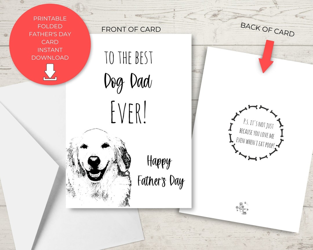 Printable Father's Day Card From Dog, Best Dog Dad Ever Printable Card ...