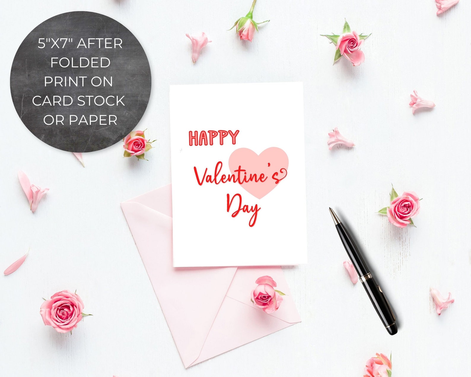 Instant Download, Printable Valentine's Day Card, 5x7 Folded Card ...