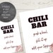Printable Football Chili Bar and Toppings Sign, 8x10, 5x7 Sizes ...