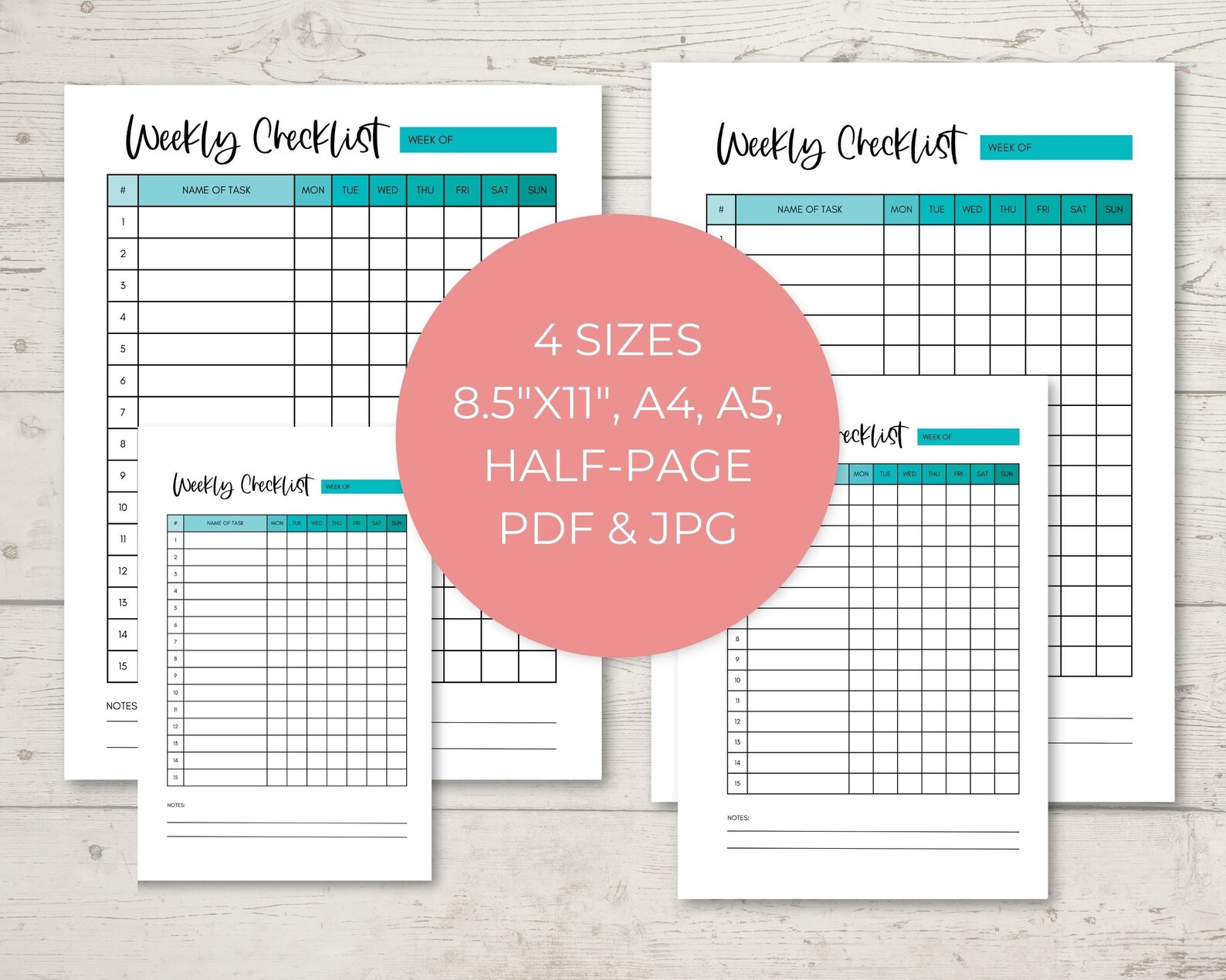 Editable, Instant Download, Printable Weekly Checklist, To-do List ...