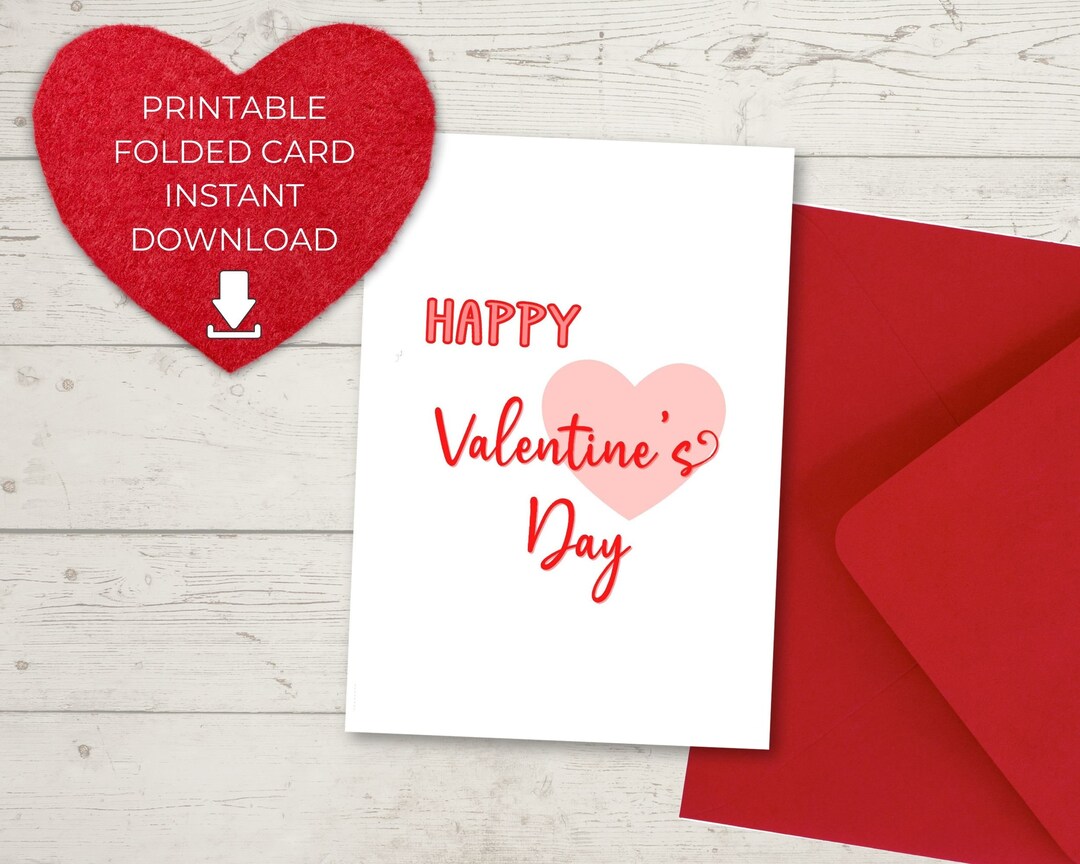 Instant Download, Printable Valentine's Day Card, 5x7 Folded Card ...