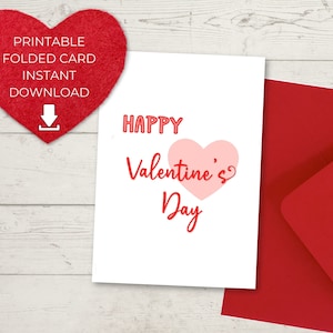 Instant Download, Printable Valentine's Day Card, 5x7 Folded Card ...