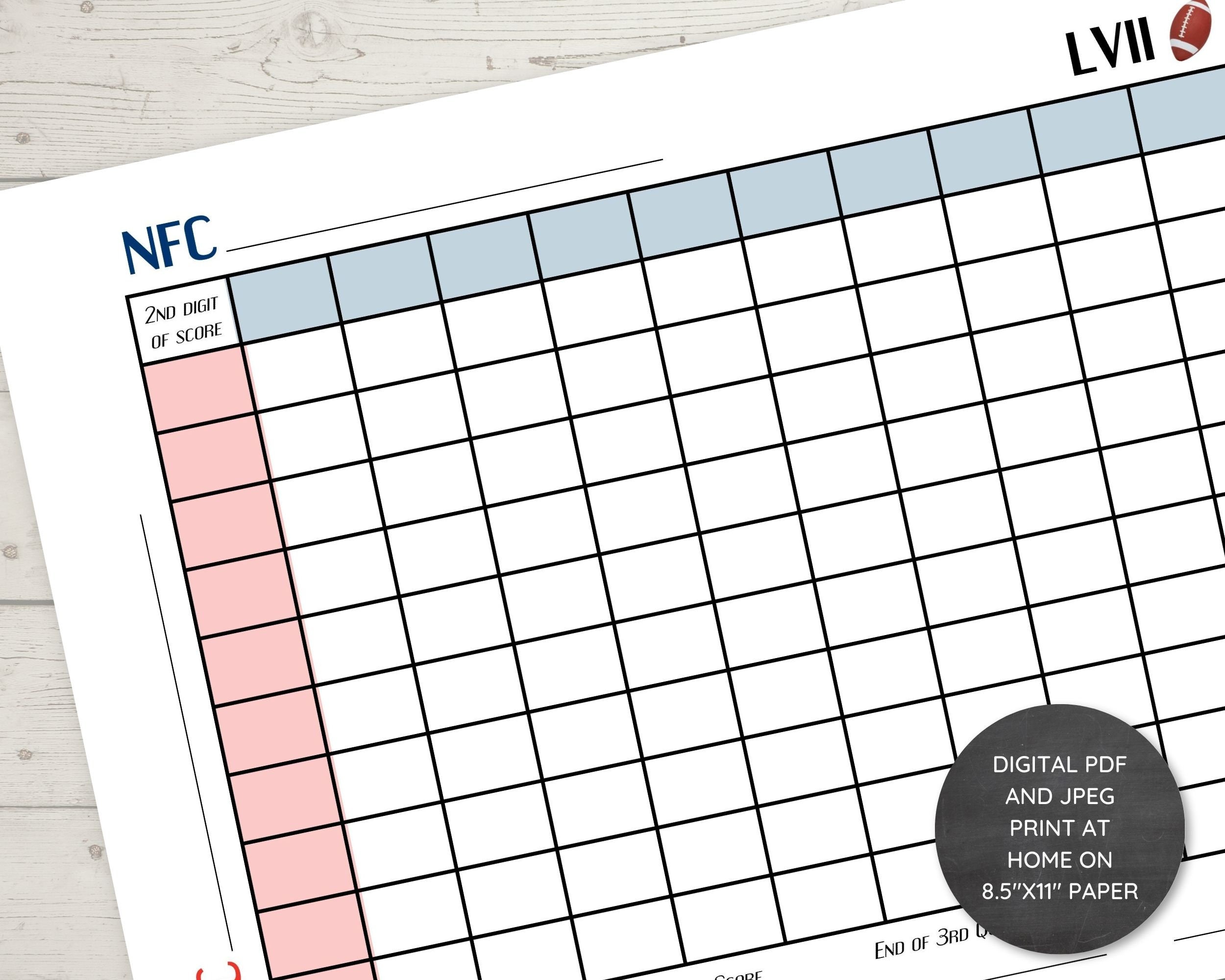Instant Download Printable Super Bowl Squares Grid Super - Etsy