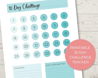 30 Day Challenge, Habit Tracker Printable, PDF DOWNLOAD - Etsy