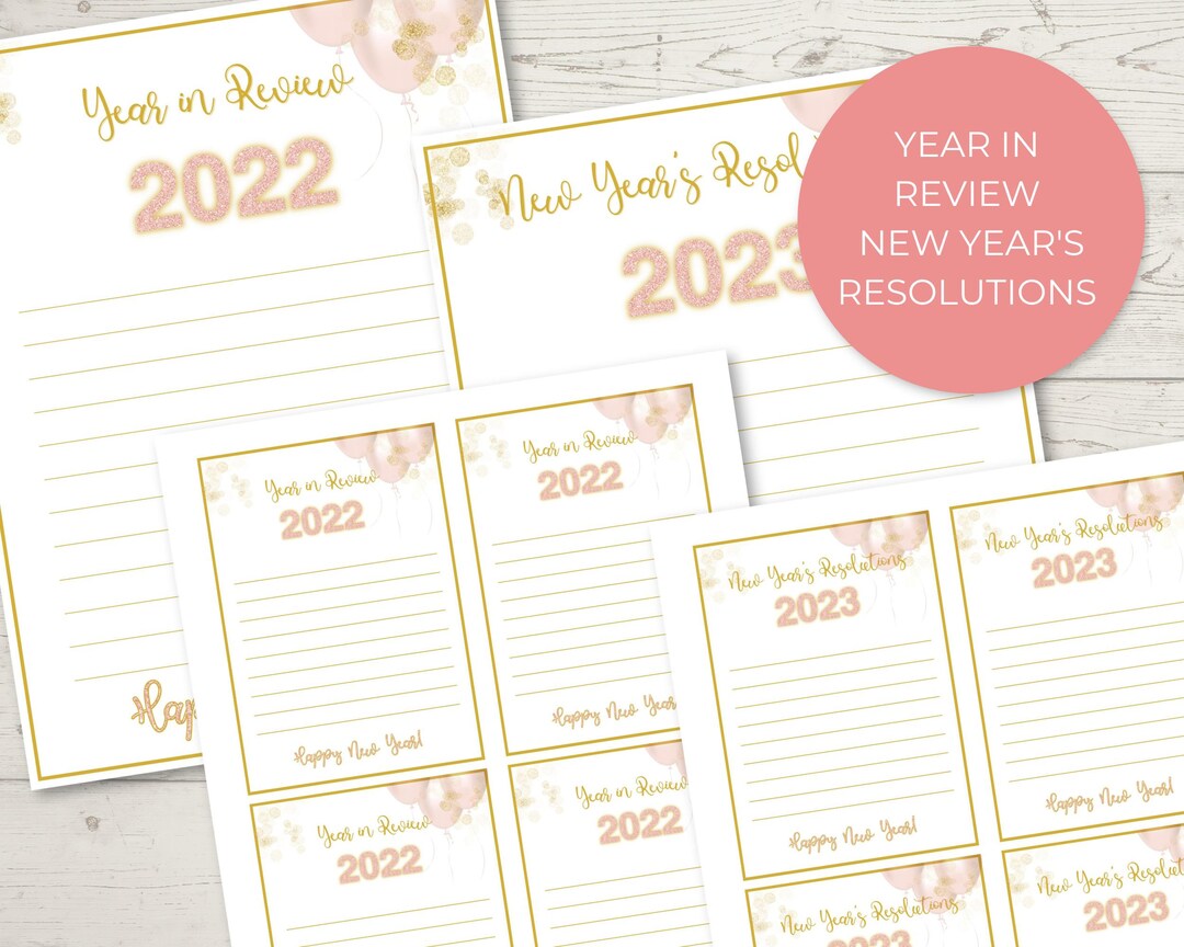 Printable 2023 New Year's Eve Resolutions and 2022 Year in Review - Etsy