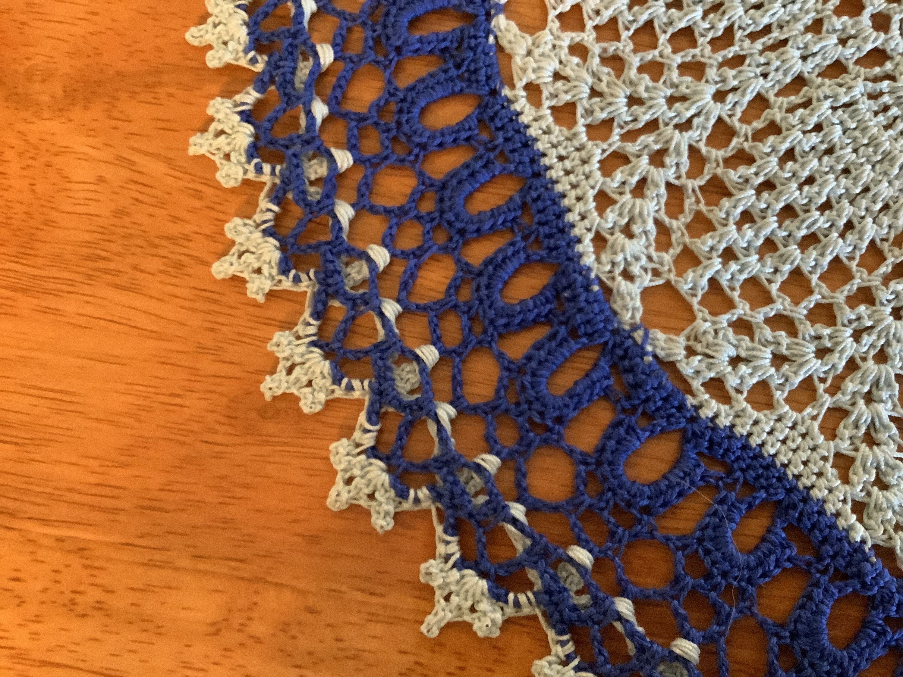 Doily Doilies Handmade lt blue dark blue 17 Round Etsy