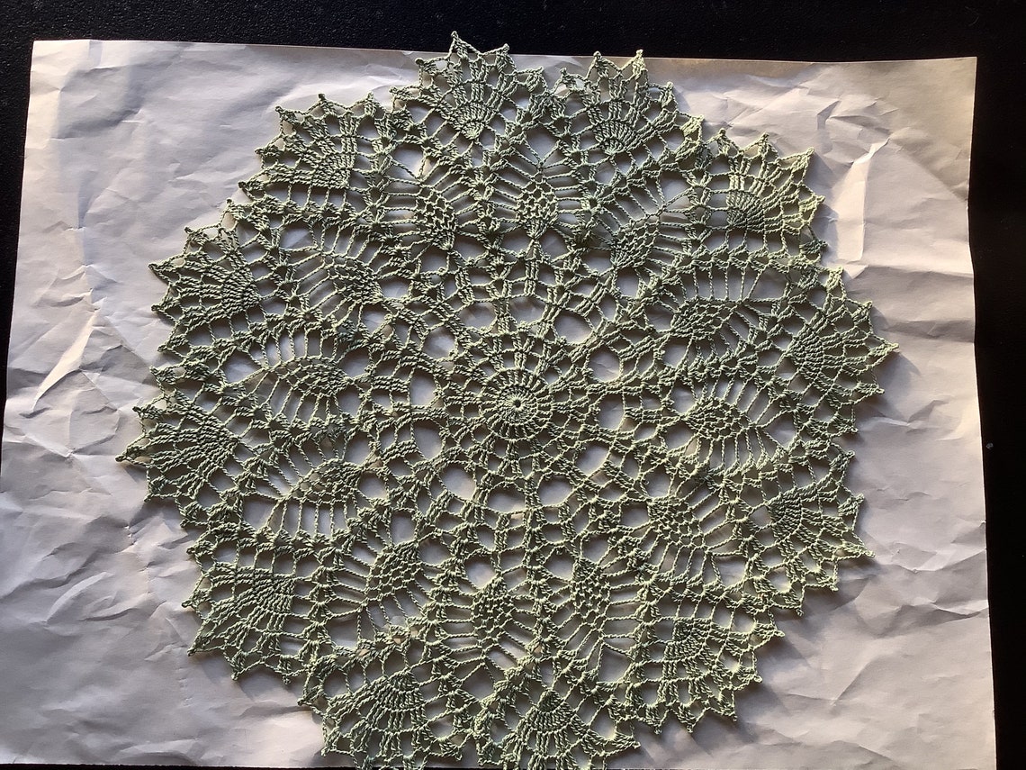 Light Sage Green Doily Doilies Handmade 19.5 Round Etsy