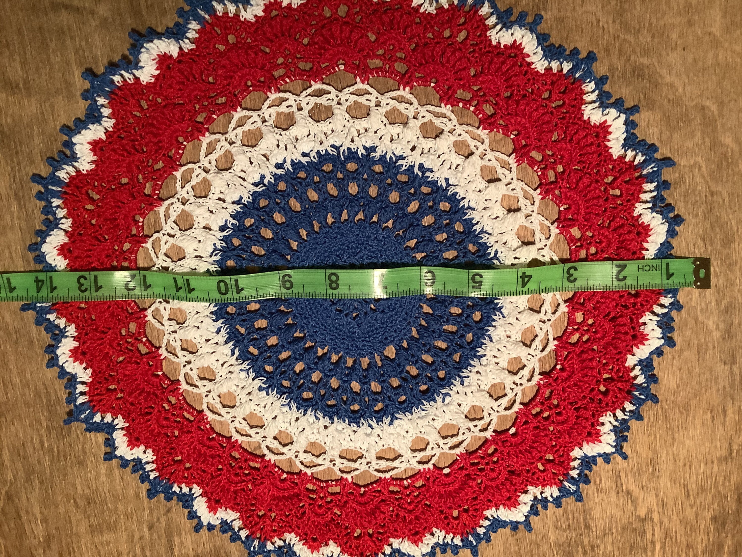 Doily Doilies Handmade red white blue Round 14.5 | Etsy
