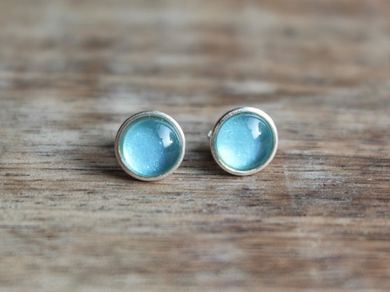 Sterling Silver 8mm Aquamarine Coloured March Birthstone Stud Earrings Jewellery