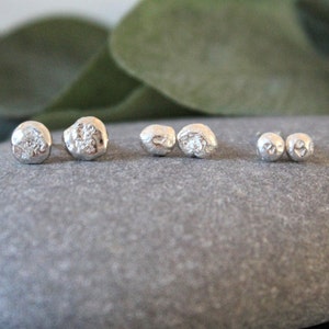 Sterling Silver Nugget Studs - Small Organic Earrings - Simple Round Studs - Everyday Jewellery