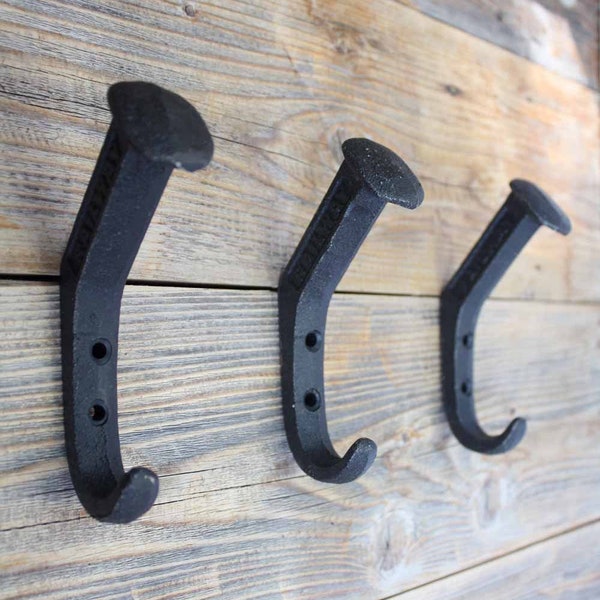 Railroad Spike Hook, Cast Iron Railway Coat Hook, Strong Metal Wall Hook