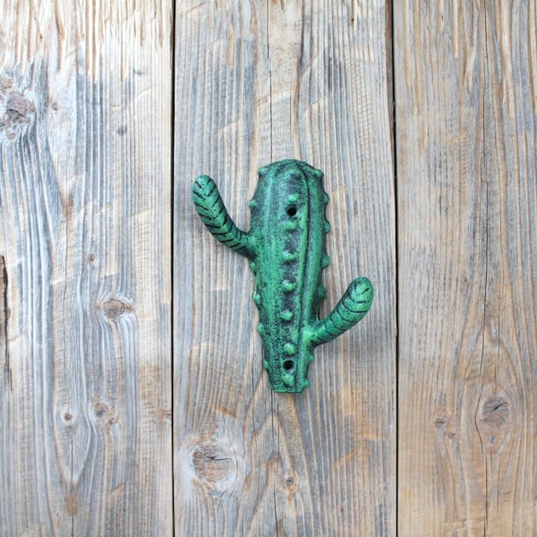 Cactus Double Coat Hook, Cast Iron Entryway Hook, Southwestern Decor