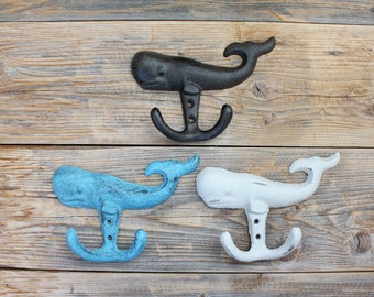 Cast Iron Whale Coat Hook, Whale Robe or Towel Hooks