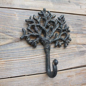 Cast Iron Tree Coat Hook, Rustic Entryway Hooks 