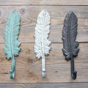 Feather Wall Hook in Silver Metal 