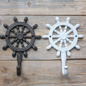 Ship Wheel Hook, Cast Iron Nautical Towel Hooks