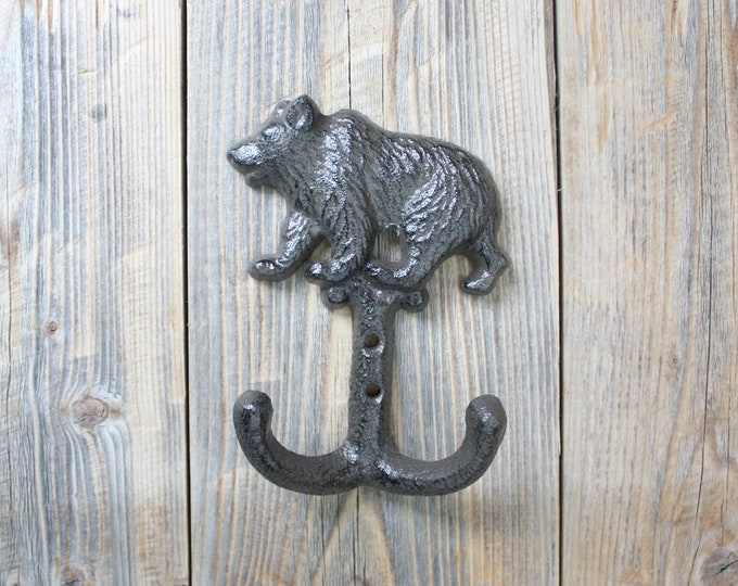 Bear Coat Hook Cast Iron Entryway Woodland Hooks Etsy