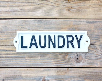 Laundry Sign, Cast Iron Laundry Room Decor, Laundry Door Sign